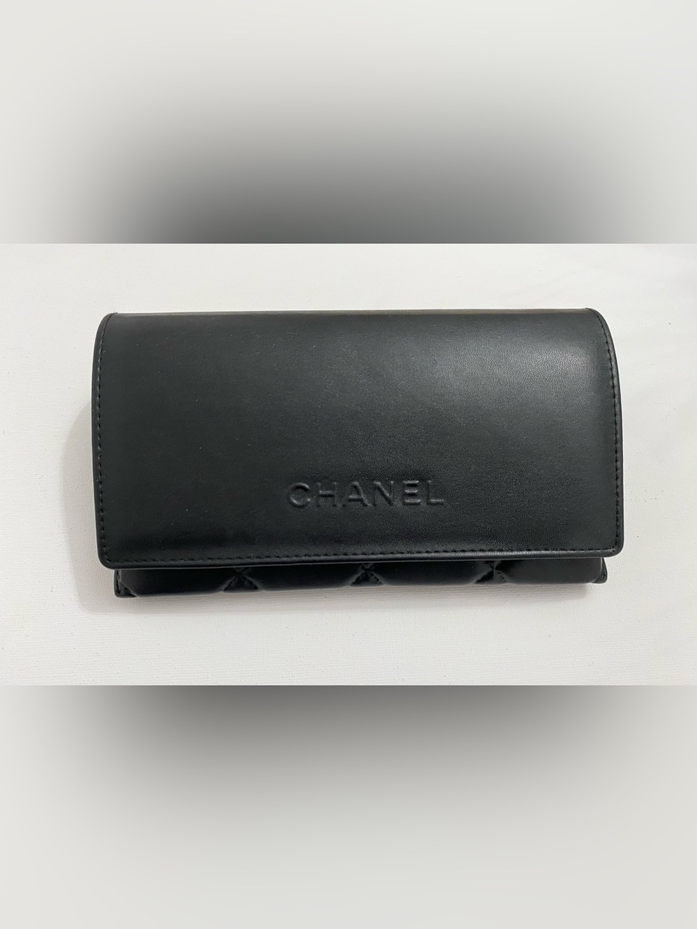 NEW CHANEL Black  Sunglasses Soft Case Only Quilted Leather Logo Glasses Storage